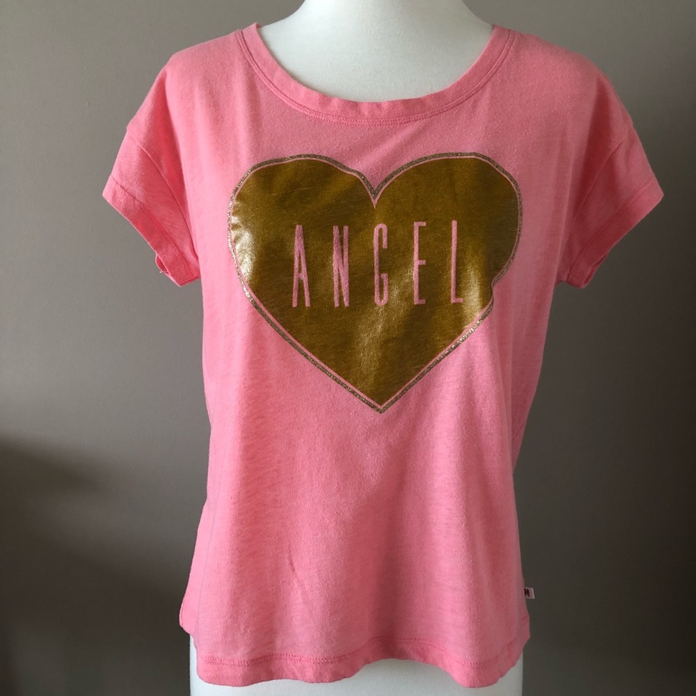VS Angel Crop Tee With Wings Gold Sequins Small